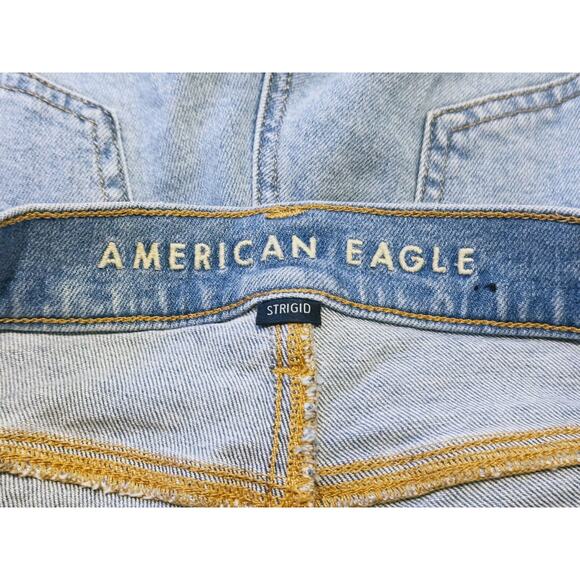 American Eagle High Waisted Stovepipe Jeans Size 00 Blue Y2k Retro Light Wash - Picture 9 of 9